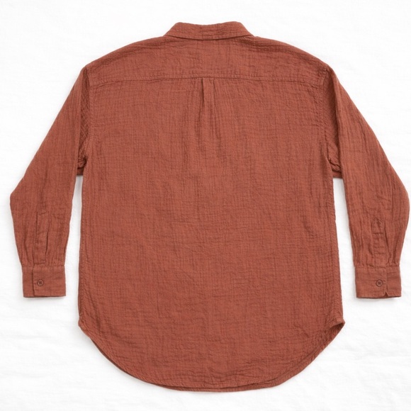 Wilfred Free Crinkle Cotton Rust Button Down Blouse S Lightweight Boho - Picture 3 of 7